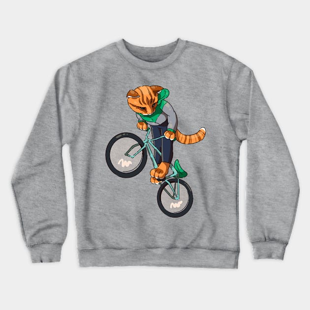 cat cyclist Crewneck Sweatshirt by Guyshulia